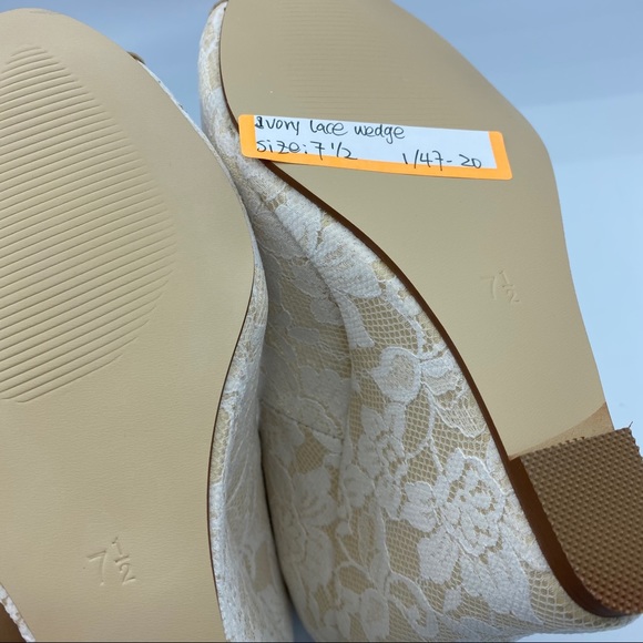 Ivory Wedding Shoes Lace Heels Peep Toe Wedge - Picture 10 of 10